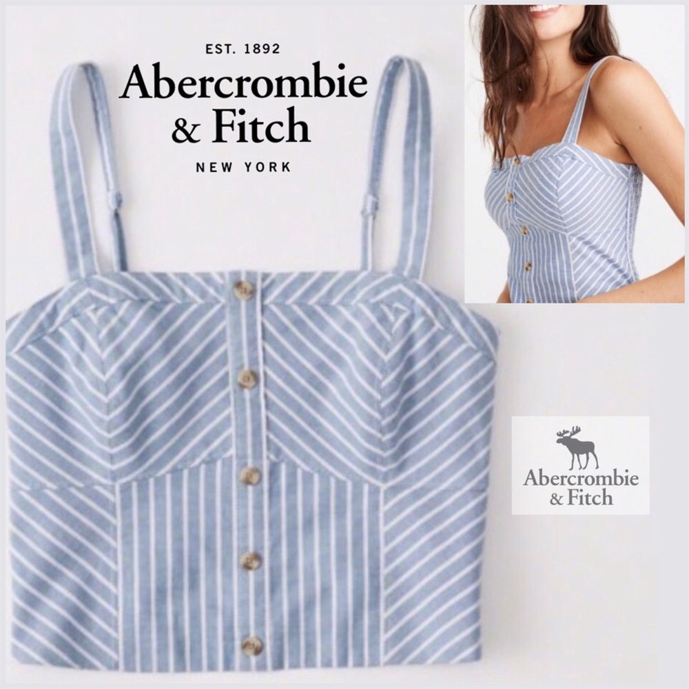 ⛱ NWT Abercrombie & Fitch Striped Crop Top Tank XL - Picture 1 of 11